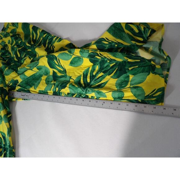 Curations 1XP Petites Plus Pant Pull On Wide Split Leg Floral Tropical Green Yel - Picture 5 of 14